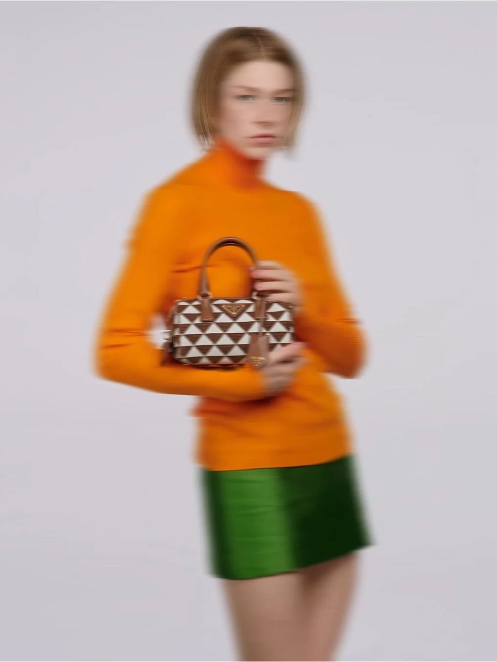 Prada Symbole Embroidered Fabric Top Handle Bag